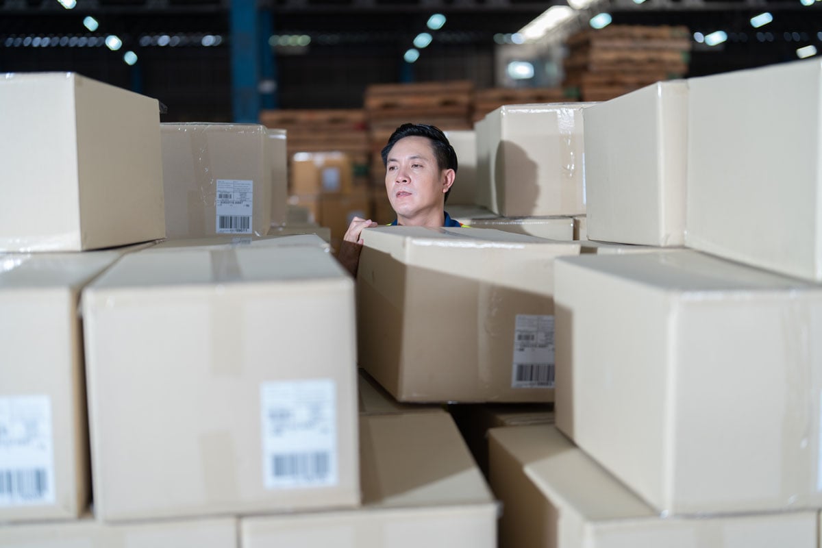 Warehouse worker in depot store