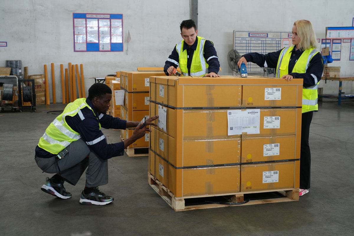 Warehouse workers in logistic