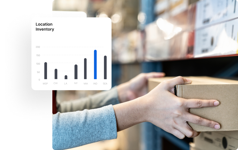 inventory location being tracked with dashboard as woman pots item away inventory location being tracked with dashboard as woman pots item away