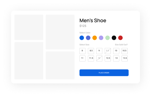 Men's shoe shopping menu