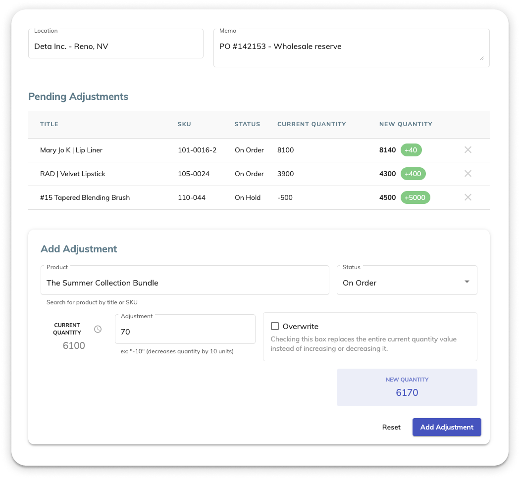 Real-time inventory visbility UI Real-time inventory visbility UI